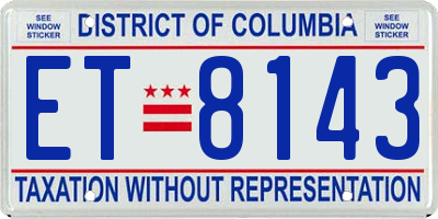 DC license plate ET8143