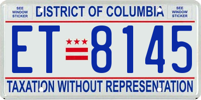 DC license plate ET8145