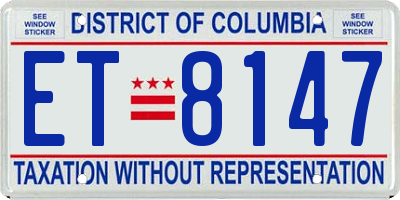 DC license plate ET8147