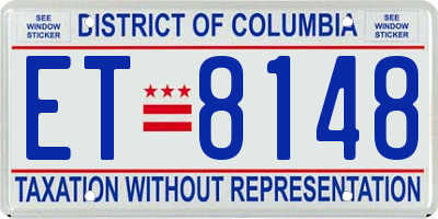 DC license plate ET8148