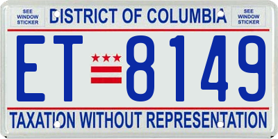 DC license plate ET8149