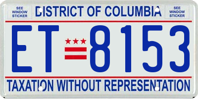 DC license plate ET8153