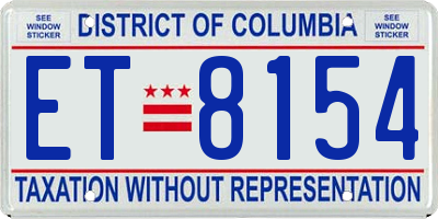 DC license plate ET8154