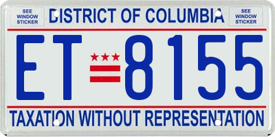 DC license plate ET8155