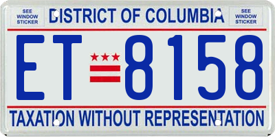 DC license plate ET8158