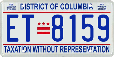 DC license plate ET8159