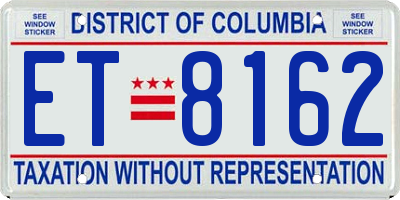 DC license plate ET8162