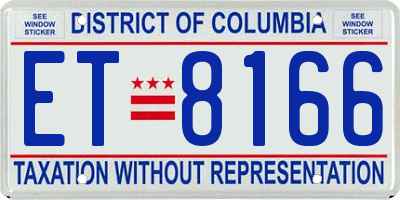 DC license plate ET8166