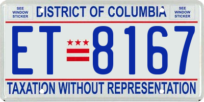 DC license plate ET8167