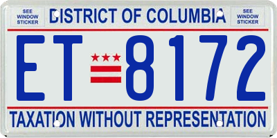 DC license plate ET8172