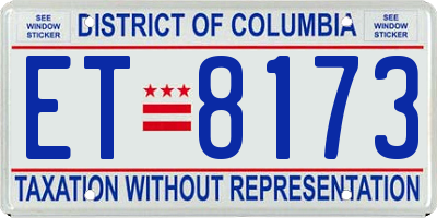 DC license plate ET8173