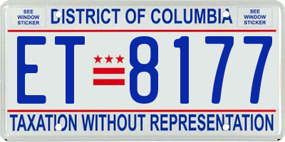 DC license plate ET8177