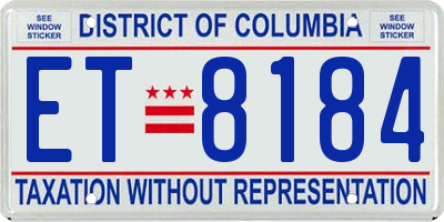 DC license plate ET8184
