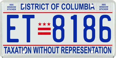 DC license plate ET8186