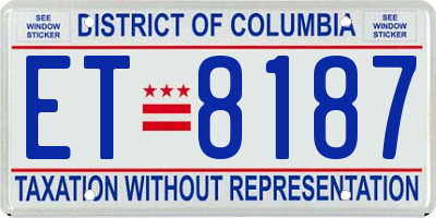 DC license plate ET8187