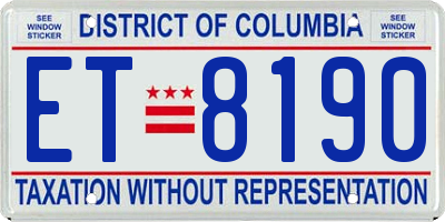 DC license plate ET8190