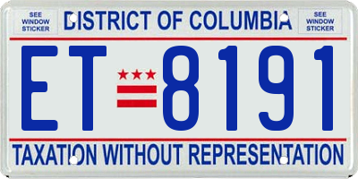 DC license plate ET8191