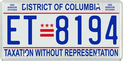 DC license plate ET8194