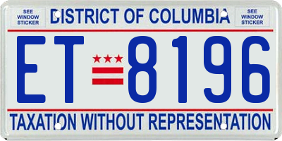 DC license plate ET8196