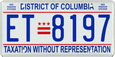 DC license plate ET8197