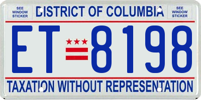 DC license plate ET8198