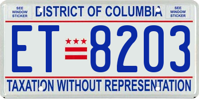 DC license plate ET8203