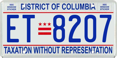 DC license plate ET8207