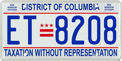 DC license plate ET8208