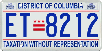 DC license plate ET8212