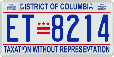 DC license plate ET8214
