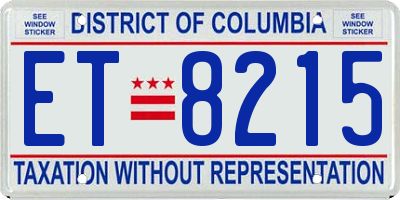 DC license plate ET8215