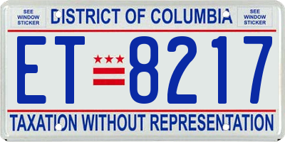 DC license plate ET8217
