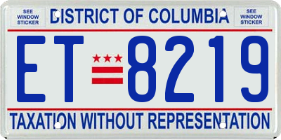 DC license plate ET8219