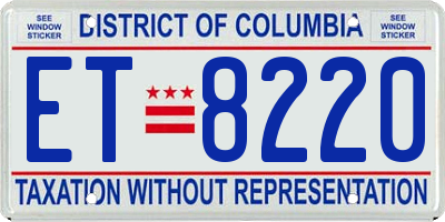 DC license plate ET8220