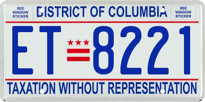 DC license plate ET8221