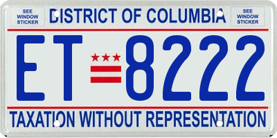 DC license plate ET8222