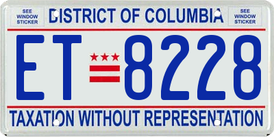 DC license plate ET8228