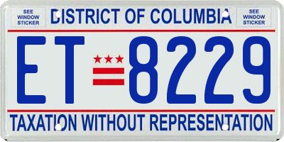 DC license plate ET8229