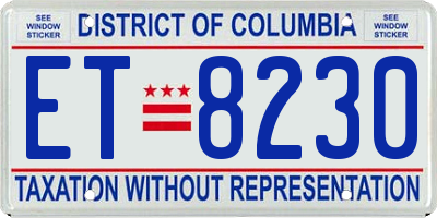DC license plate ET8230