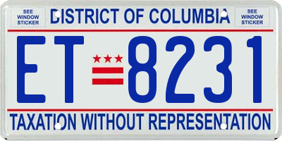 DC license plate ET8231