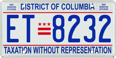 DC license plate ET8232
