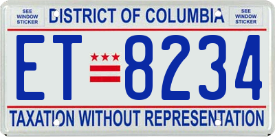 DC license plate ET8234