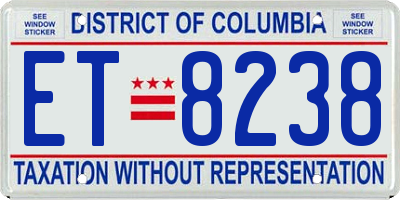 DC license plate ET8238