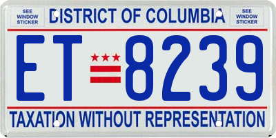 DC license plate ET8239
