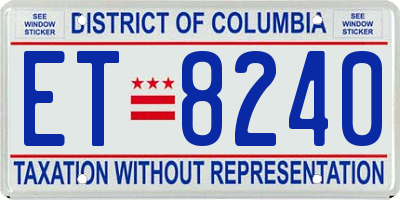 DC license plate ET8240