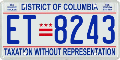 DC license plate ET8243