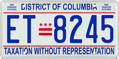 DC license plate ET8245