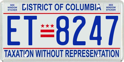 DC license plate ET8247