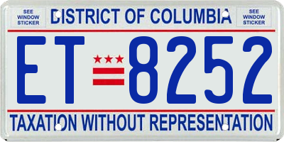 DC license plate ET8252