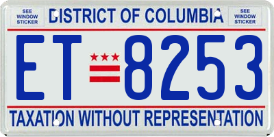 DC license plate ET8253